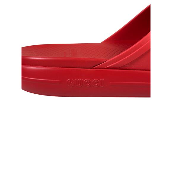 NIB Gucci Rubber Slide Sandals Red with White GG Logo UK8 US8.5 - Picture 8 of 11